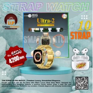 Ultra 2 12 In 1 Smart Watch With 10 Straps & AirPods Pro